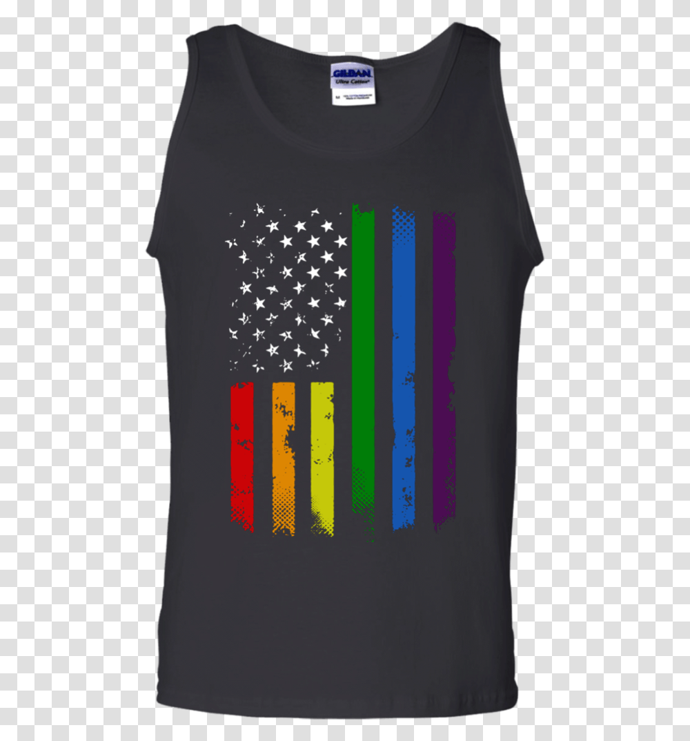 Gay Pride Flag Rainbow American Flag Tank Top Black, Apparel, Shirt, T-Shirt Transparent Png