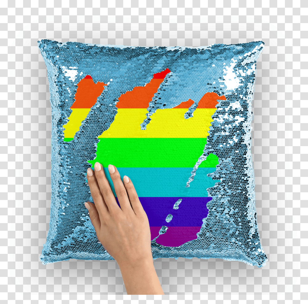 Gay Pride V2 Sequin Cushion Cover Nicolas Cage Sparkle Pillow Transparent Png