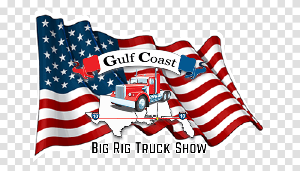 Gcbrts Logo Truck Show White Wavy Waving American Flag, Transportation, Vehicle, Fire Truck Transparent Png
