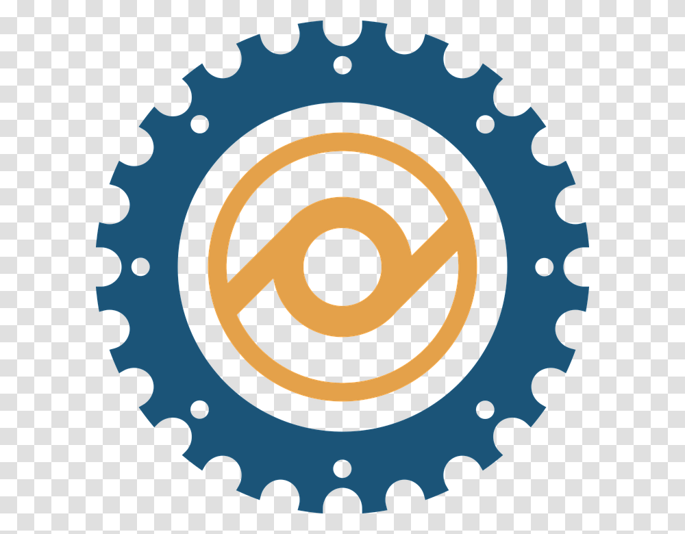 Gear Logo Design Blue Yellow Round Pink, Machine, Person, Human, Wheel Transparent Png