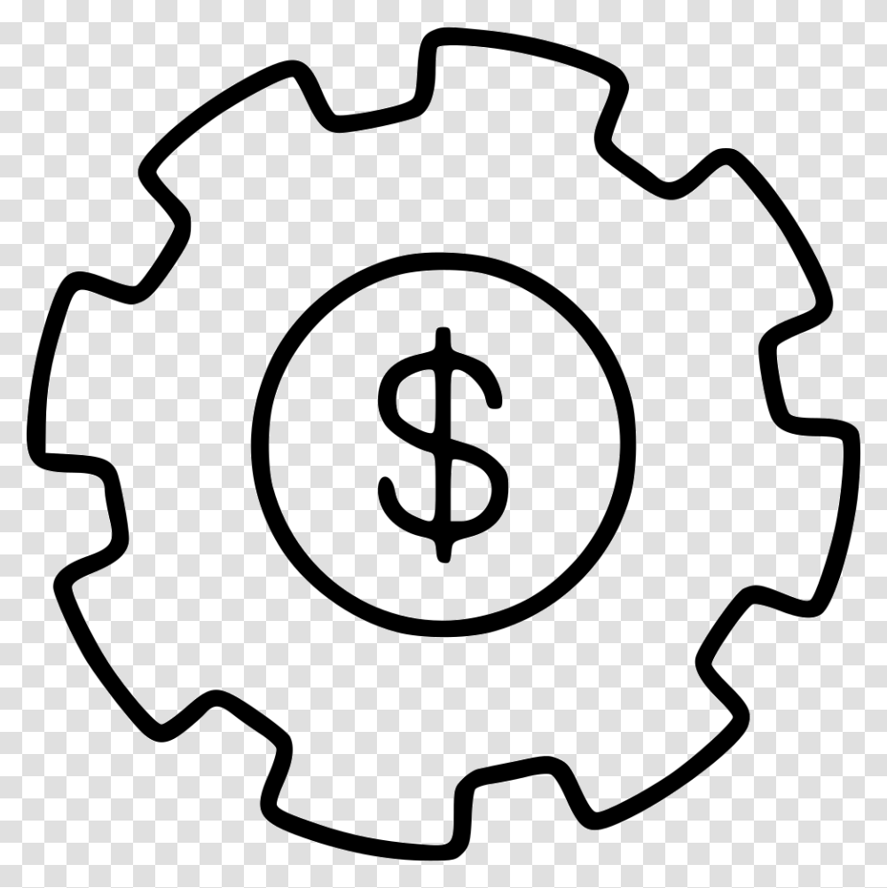 Gear Settings Dollar Money Earn Economy Tool Gear Icon White Background, Machine Transparent Png