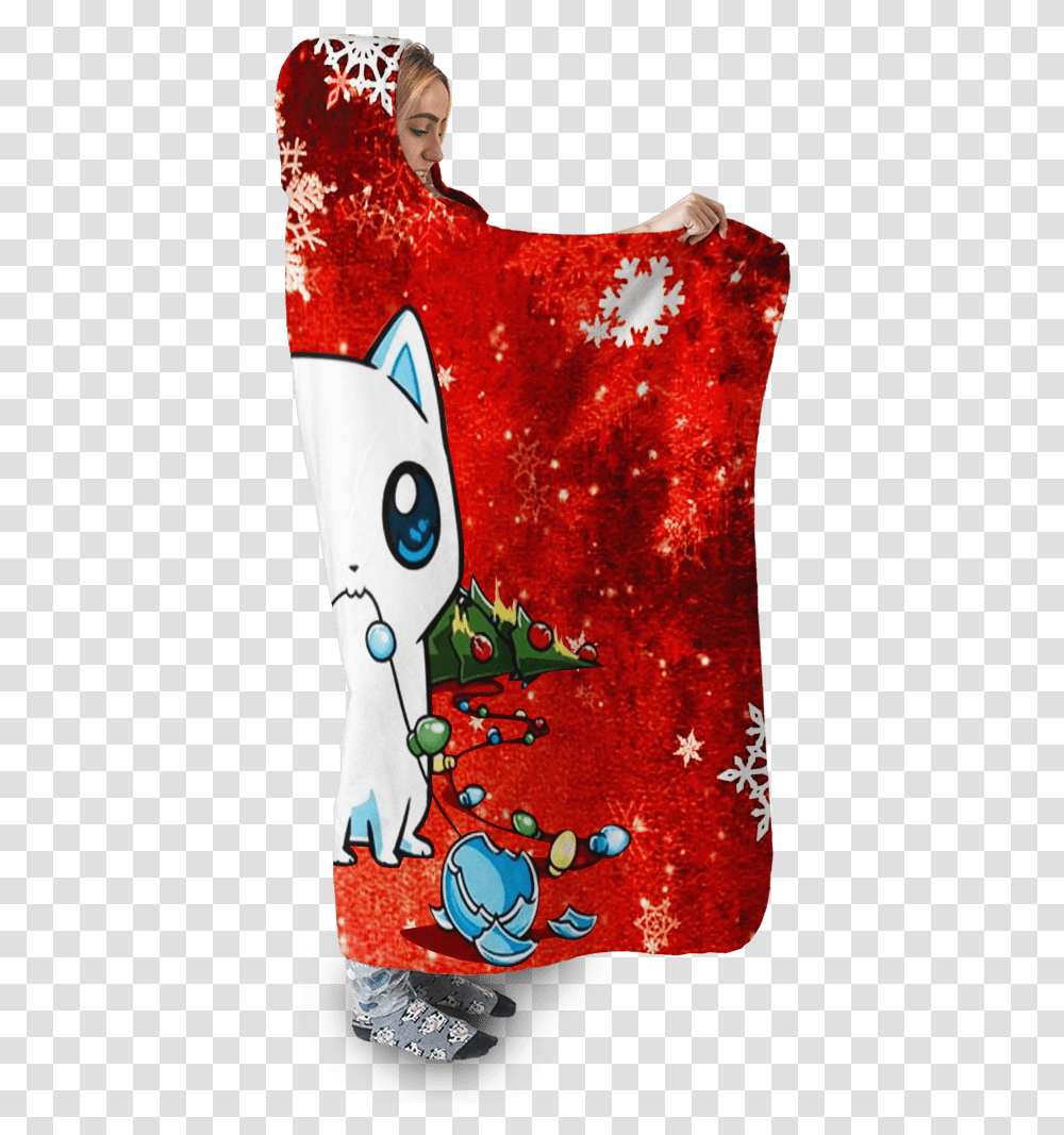 Gearhuman 3d Christmas Cat Custom Hooded Blanket Illustration, Tree, Plant, Ornament Transparent Png