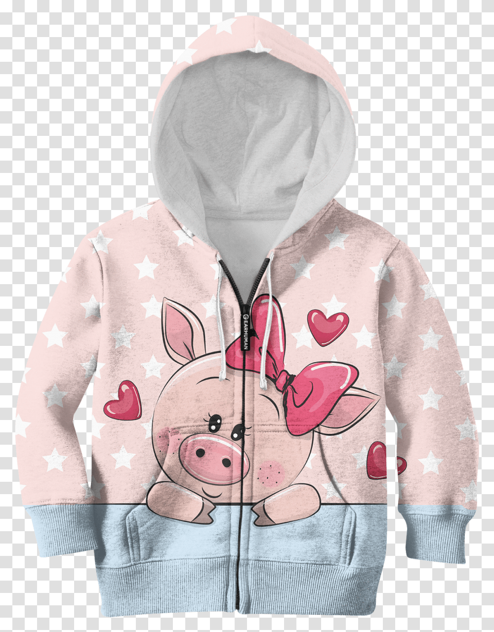 Gearhuman 3d Cute Pig With Sweet Heart Kid Custom Hoodies Hoodie, Apparel, Sweater, Sweatshirt Transparent Png