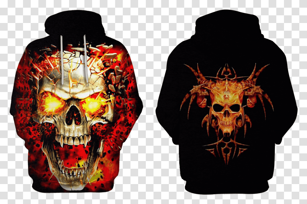 Gearhuman 3d Halloween Skull Hoodies Demon, Apparel, Sweatshirt, Sweater Transparent Png