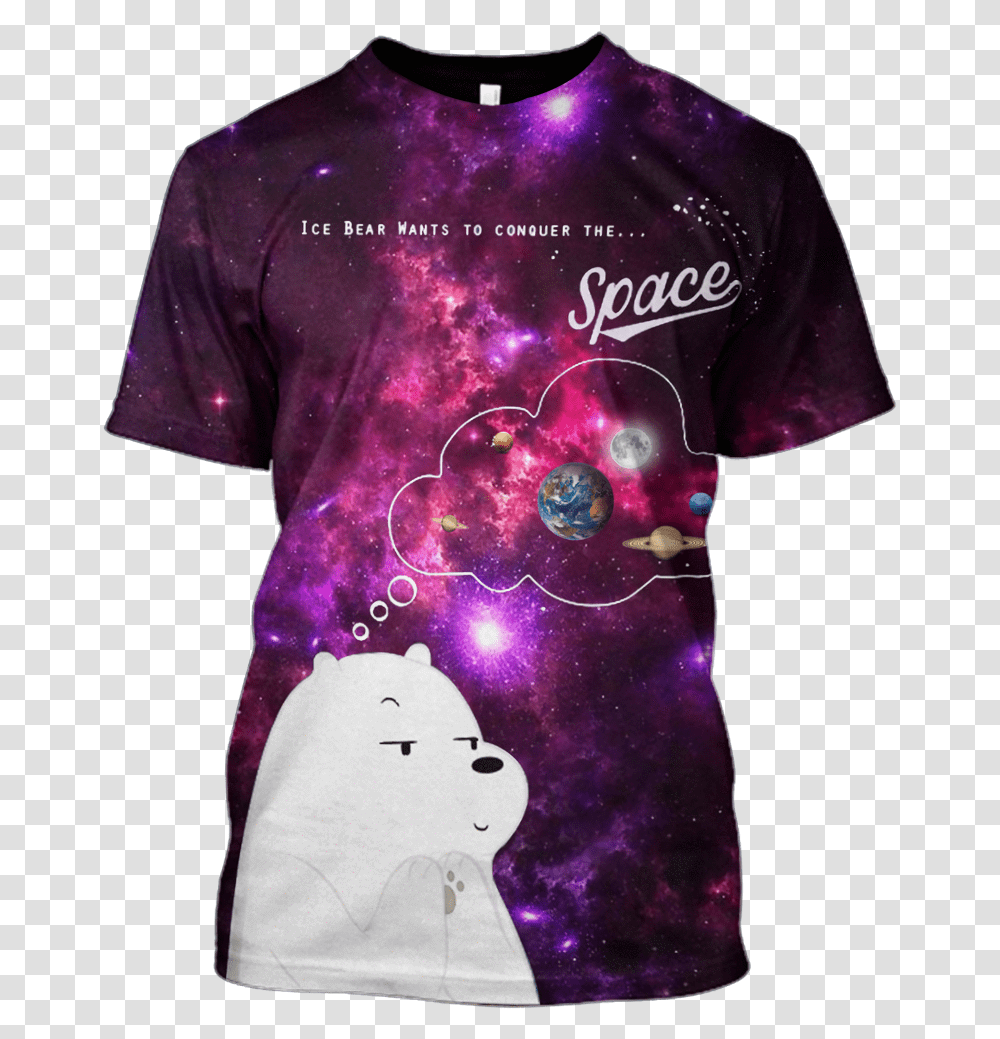 Gearhuman 3d Ice Bear Wants To Conquer The Space Custom Galaxy, Apparel, Dye, Shirt Transparent Png