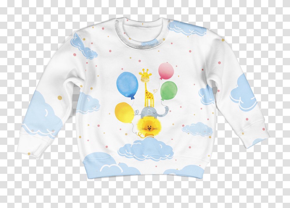 Gearhuman 3d Pets And Balloons On The Cloud Custom Long Sleeved T Shirt, Apparel, Sweater, T-Shirt Transparent Png