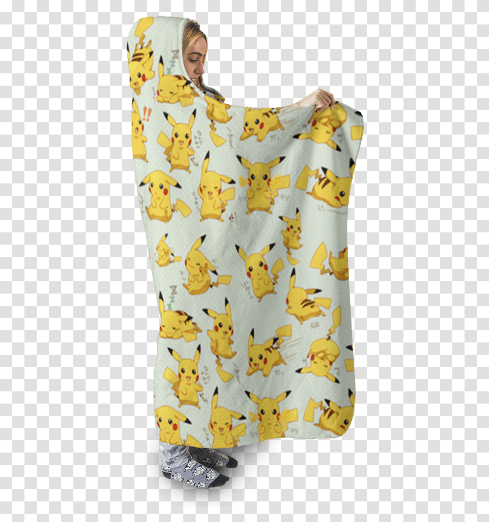 Gearhuman 3d Pokemon Pikachu Custom Hooded Blanket Paw, Apparel, Diaper, Pillow Transparent Png
