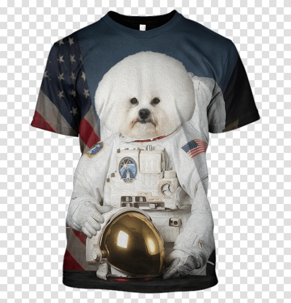 Gearhuman 3d White Dog Astronaut Tshirt Dog That Went To The Moon, Helmet, Apparel, Person Transparent Png