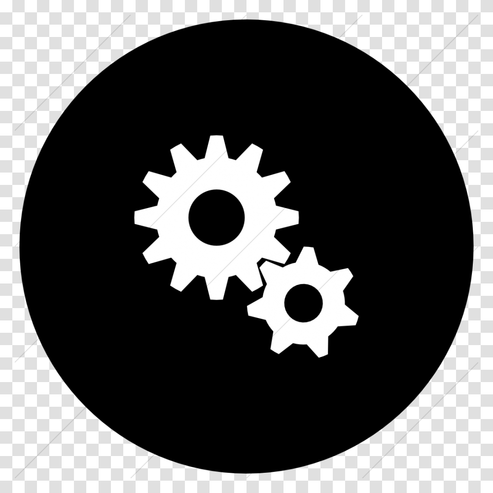Gears Icon Twitter Logo Black Circle, Machine, Cross Transparent Png