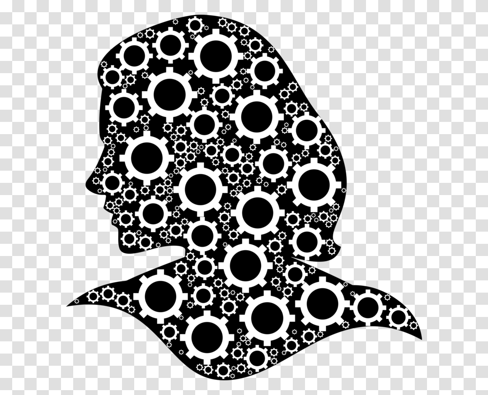 Gears In Head Clipart, Stencil Transparent Png