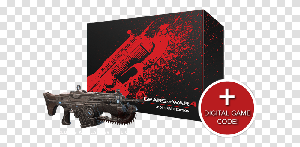 Gears Of War 4 Loot Crate Includes A Replica Lancer Gears Of War, Gun, Weapon, Weaponry, Text Transparent Png