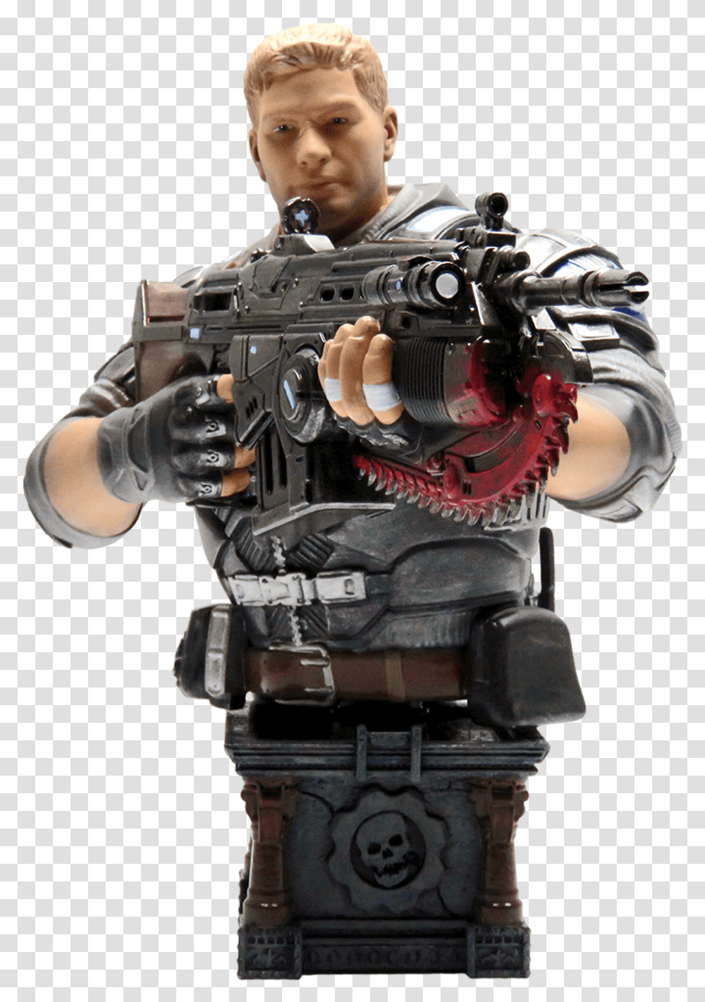 Gears Of War Marcus Figurine, Person, Gun, Weapon Transparent Png