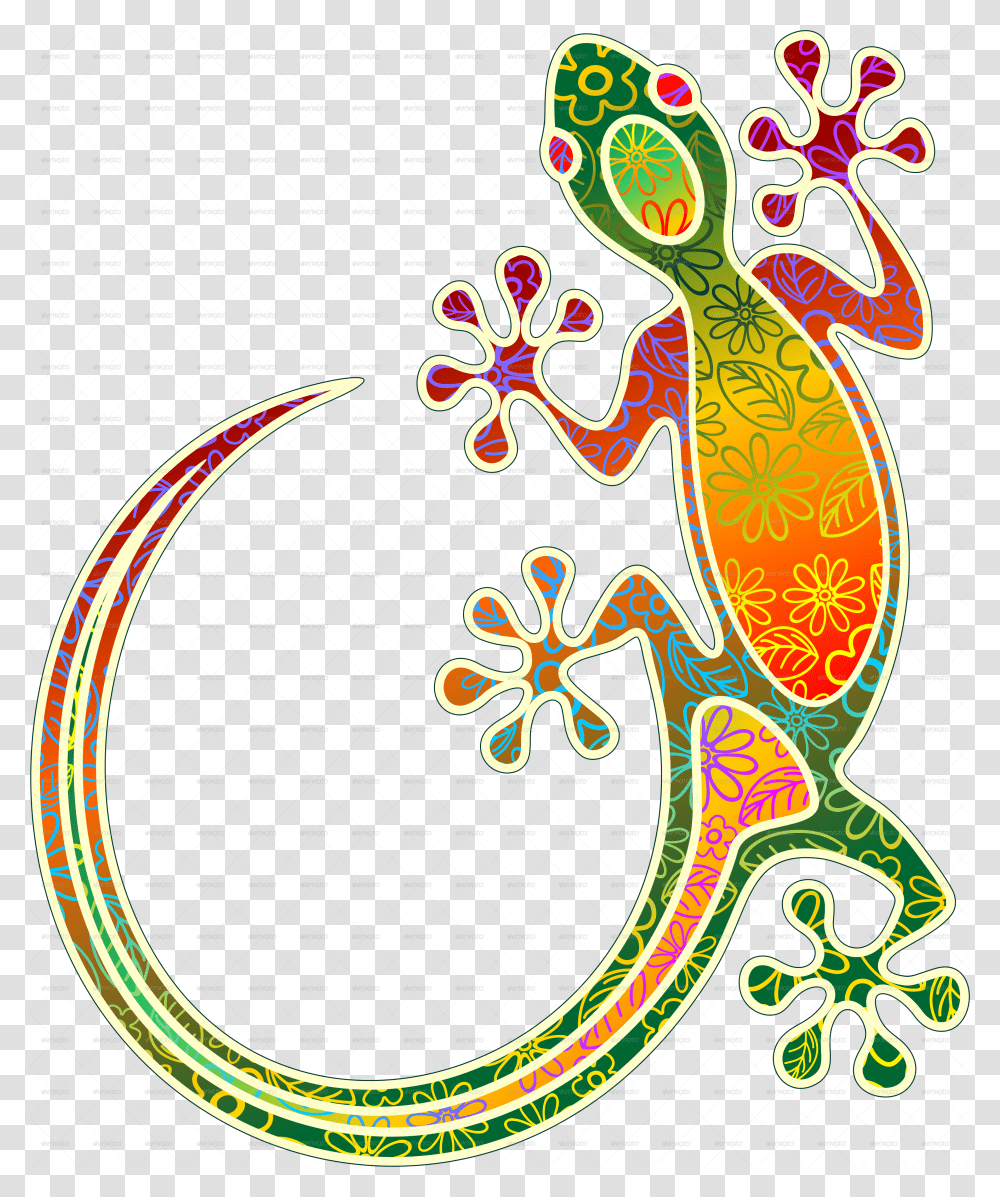 Gecko Floral Tribal Art South East Asia Batik Designs, Animal, Amphibian, Wildlife Transparent Png