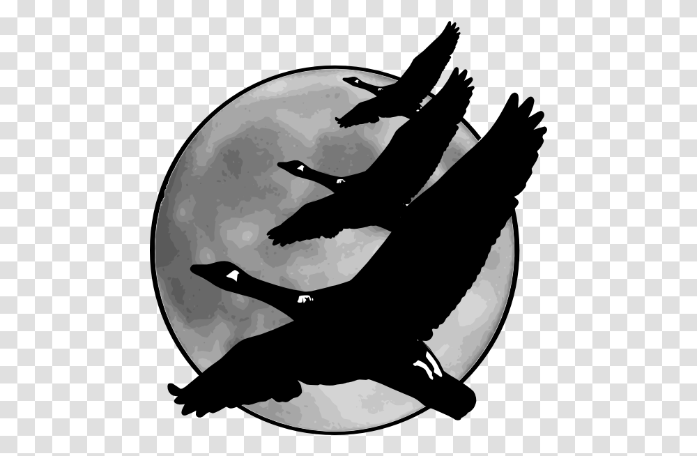 Geese In Front Of Moon Clip Art For Web, Stencil, Person, Human, Bird Transparent Png