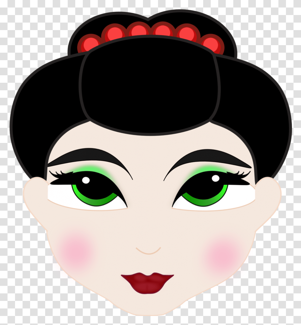 Geisha Japanese Anime Chinese Woman Face Cartoon, Head, Label, Photography Transparent Png