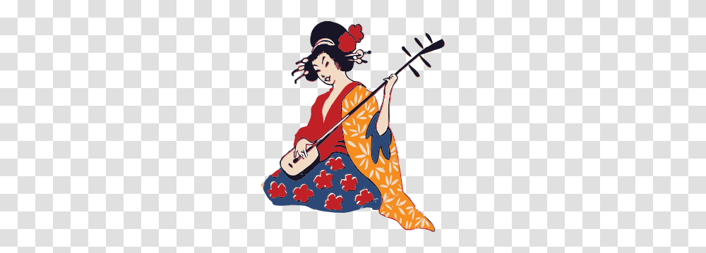 Geisha Playing Shamisen Clip Art, Person, Human, Leisure Activities, Bow Transparent Png