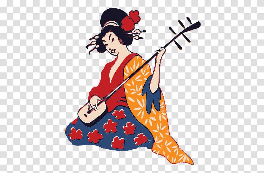 Geisha Playing Shamisen Clip Art, Person, Human, Leisure Activities Transparent Png