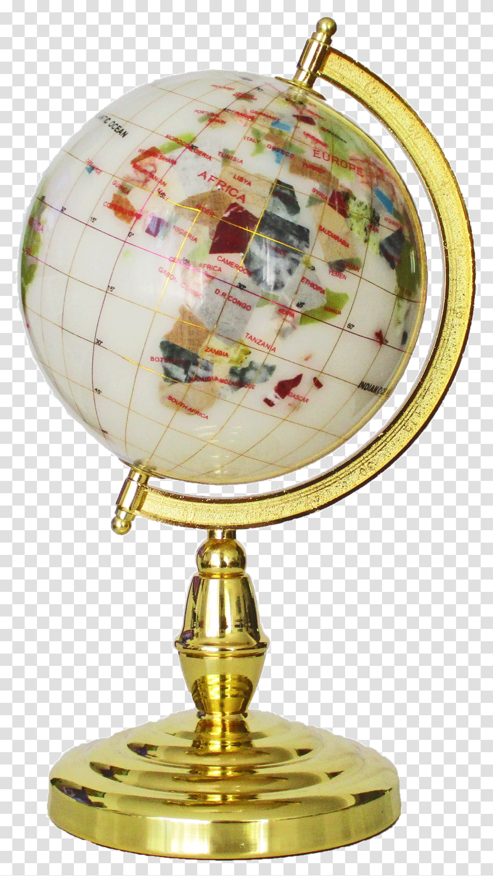 Gemstone Globe Tabletop 15cm White Single Leg Gold Finish Globe, Lamp, Outer Space, Astronomy, Universe Transparent Png