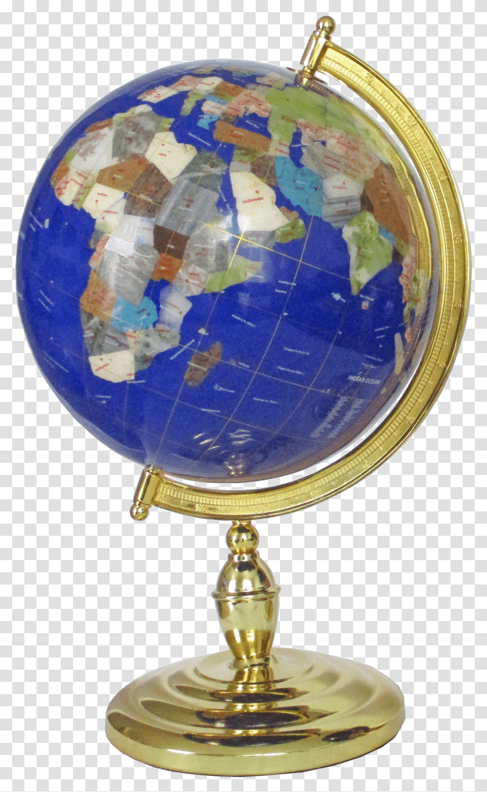 Gemstone Globe Tabletop 33 Cm Blue Single Leg Gold Finish Globe, Outer Space, Astronomy, Universe, Planet Transparent Png