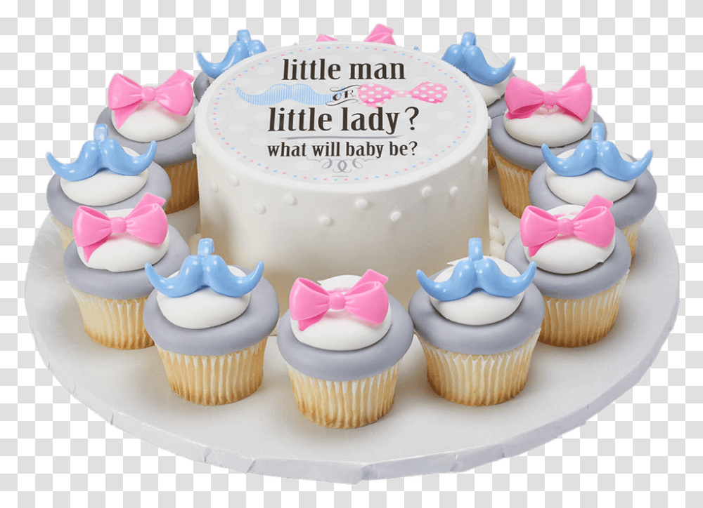 Gender Reveal Cake And Cupcakes Bow Or Bowtie Gender Reveal Cake, Dessert, Food, Cream, Creme Transparent Png