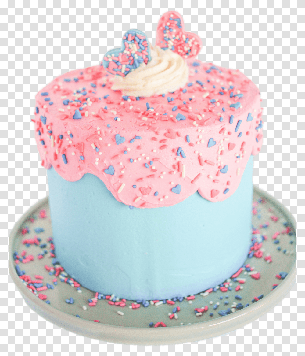 Gender Reveal Cake Sprinkles Pink And Blue Birthday Cake, Cream, Dessert, Food, Creme Transparent Png
