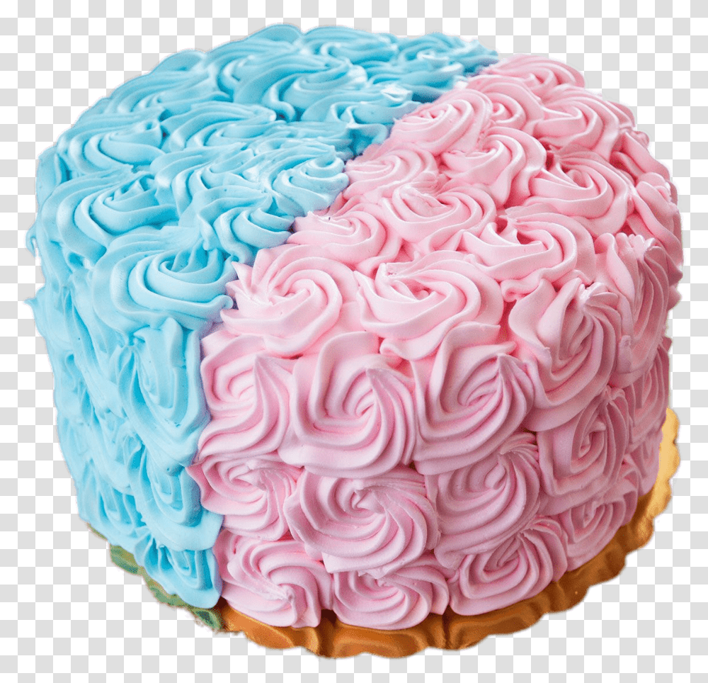 Gender Revealing Cake Pink And Blue Rosettes, Dessert, Food, Birthday Cake, Icing Transparent Png