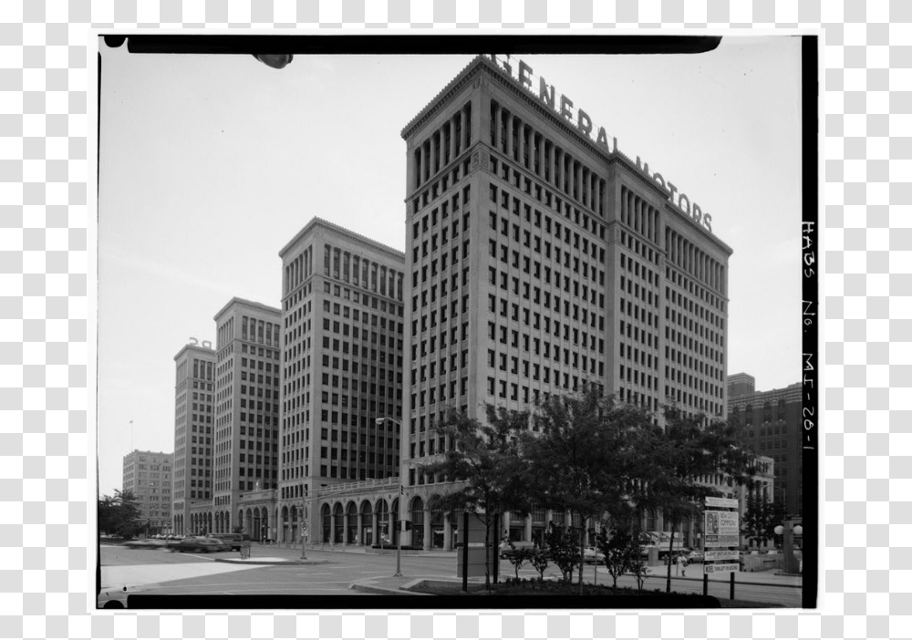 General Motors Building On W Cadillac Place, Office Building, Urban, City, Downtown Transparent Png