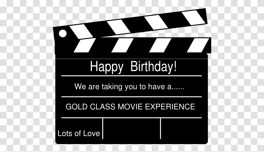 Generic Birthday Clapperboard Clip Art Vector Black And White Productions, Text, Paper, Label, Leisure Activities Transparent Png