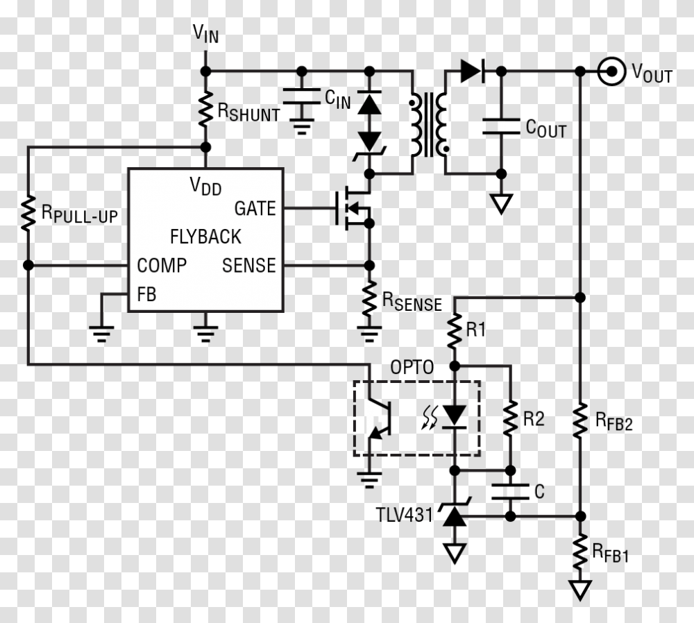 Generic Flyback Controller With Opto Tl431 Flyback, Plan, Plot, Diagram Transparent Png