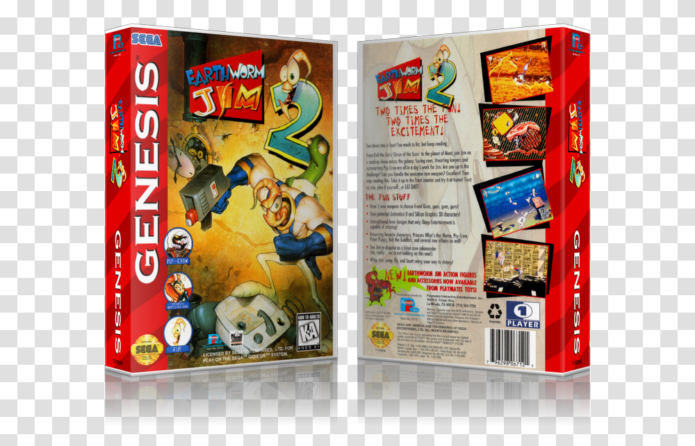 Genesis Earthworm Jim2 Sega Megadrive Replacement Game Earthworm Jim 2 Mega Drive, Poster, Advertisement, Paper Transparent Png