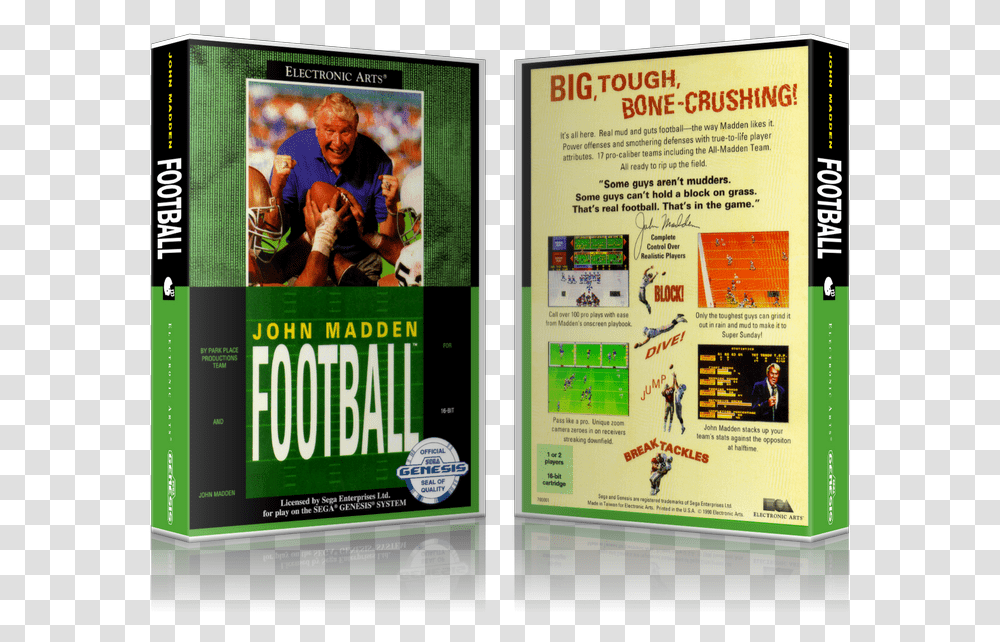Genesis John Madden Football Sega Megadrive Replacement John Madden Football, Poster, Advertisement, Flyer, Paper Transparent Png