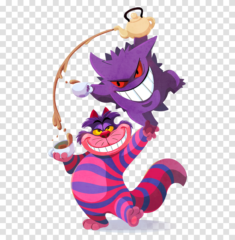 Gengar And Cheshire Cat Pokemon 1 More Drawn By Cheshire Cat And Gengar, Graphics, Art, Performer, Angry Birds Transparent Png