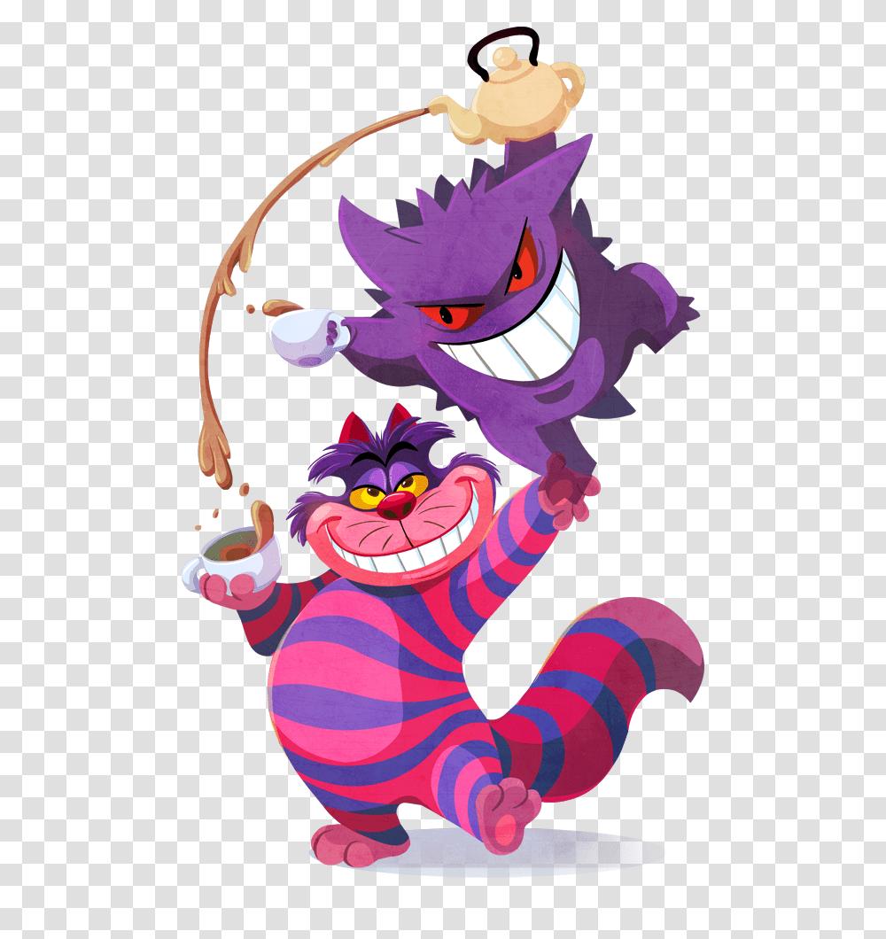 Gengar And The Cheshire Cat Disney, Advertisement, Modern Art Transparent Png