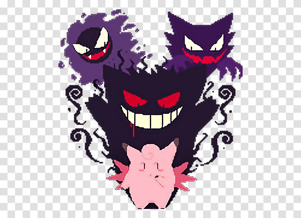 Gengar Pokmon Pixel Kawaii Gengar Haunter Gastly Pokemon Pixel Art, Graphics, Poster, Advertisement, Mouth Transparent Png