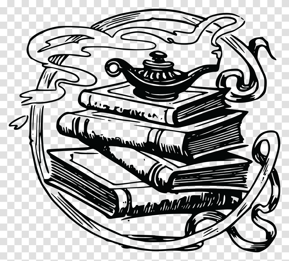Genie Lamp On Books, Emblem, Logo Transparent Png