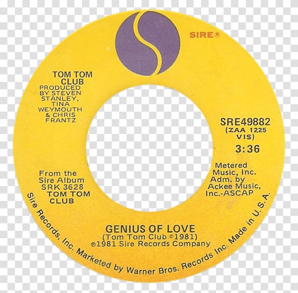 Genius Of Love By Tom Tom Club A Side Us Vinyl Circle, Number, Tape Transparent Png