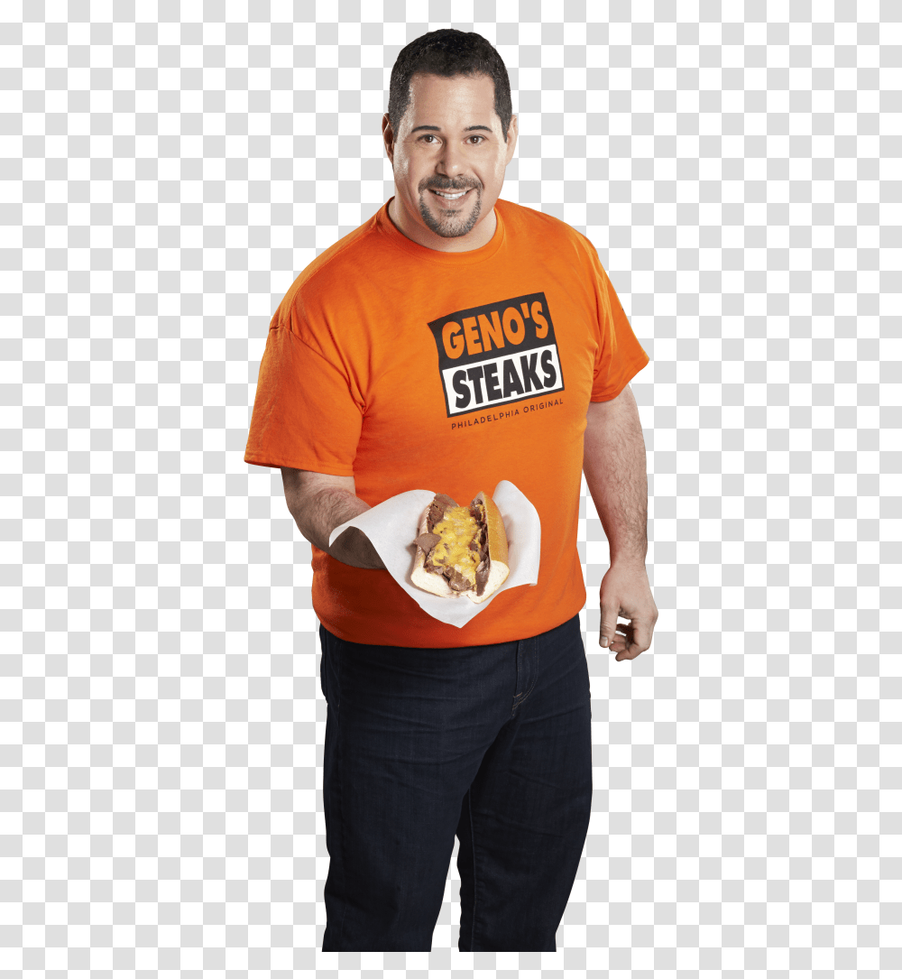 Genos Steaks Son, Person, Human, Food Transparent Png