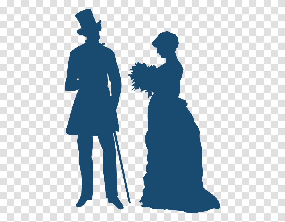 Gentleman Lady Victorian Bouquet Couple Friendship Old Fashioned Clipart, Silhouette, Sleeve, Apparel Transparent Png