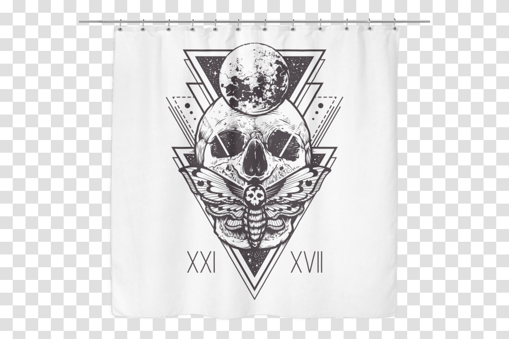 Geo Skull Shower Curtain Death Moth And Skull Clipart, Apparel Transparent Png