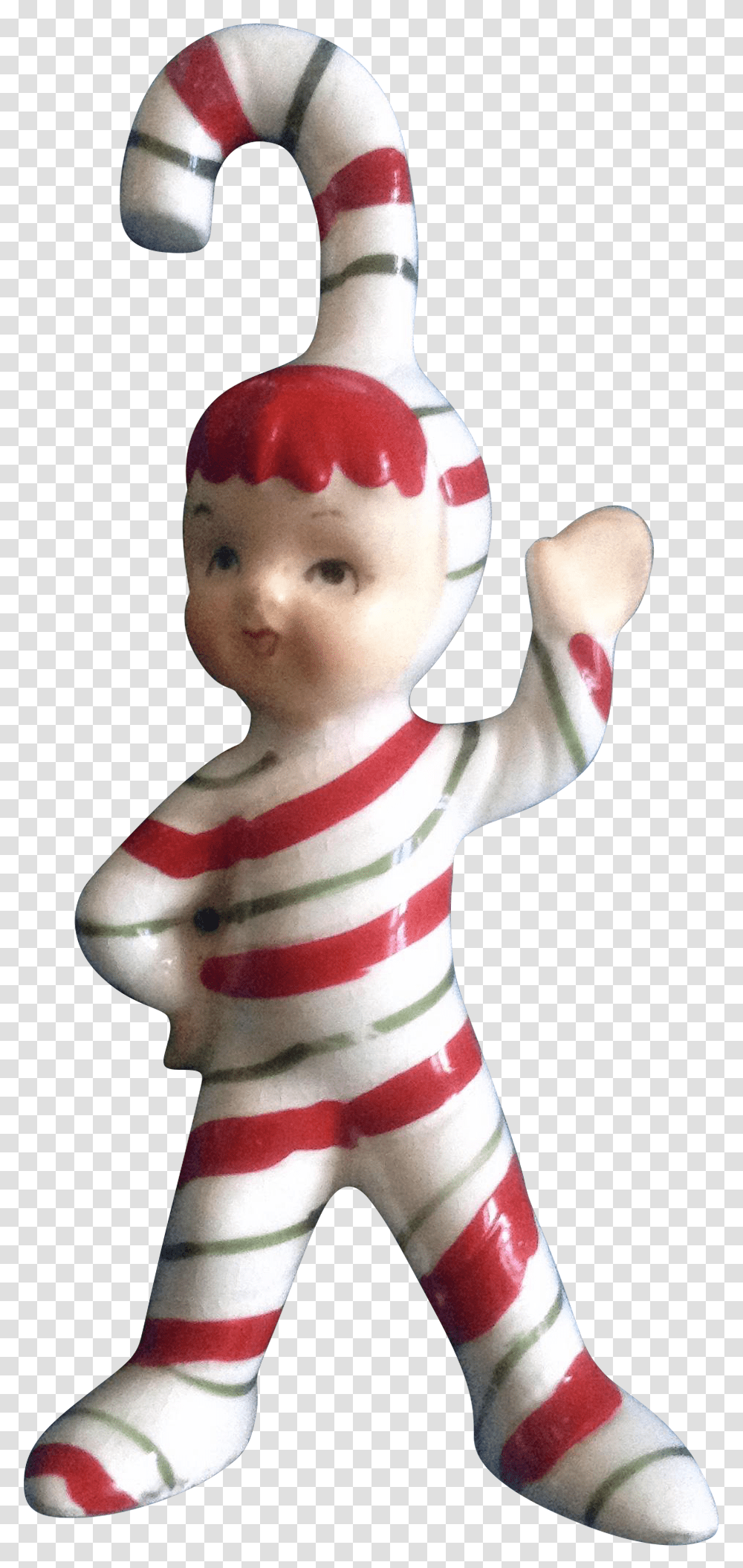 Geo Z Lefton Candy Cane Pixie Elf Christmas Vintage Figurine, Doll, Toy, Sock, Shoe Transparent Png