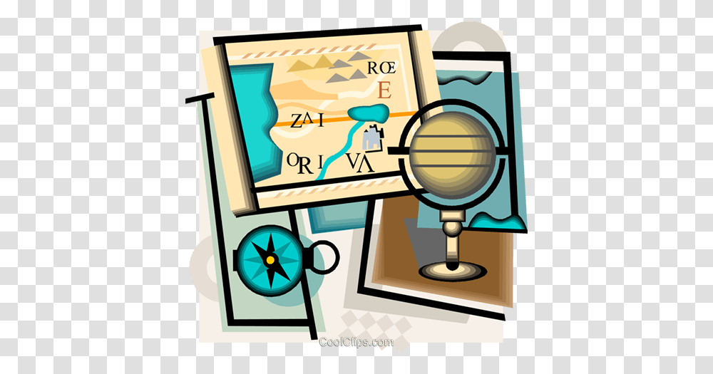 Geography Motif With Compass Map Globe Royalty Free Vector Clip, Sphere, Astronomy, Tabletop Transparent Png