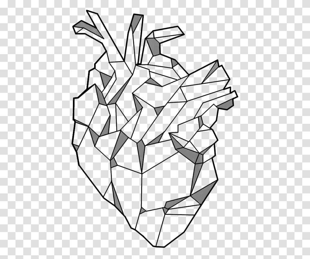 Geometric Anatomical Heart Tattoo, Snowflake, Stencil Transparent Png