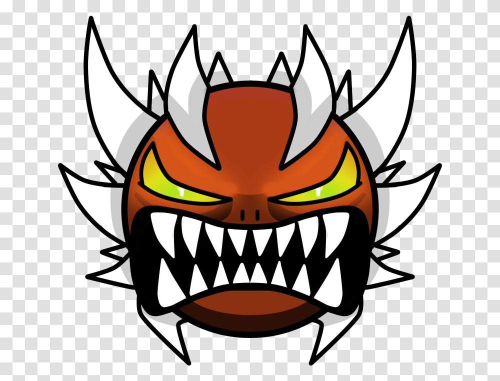 Geometry Dash Impossible Demon Face, Label, Halloween Transparent Png