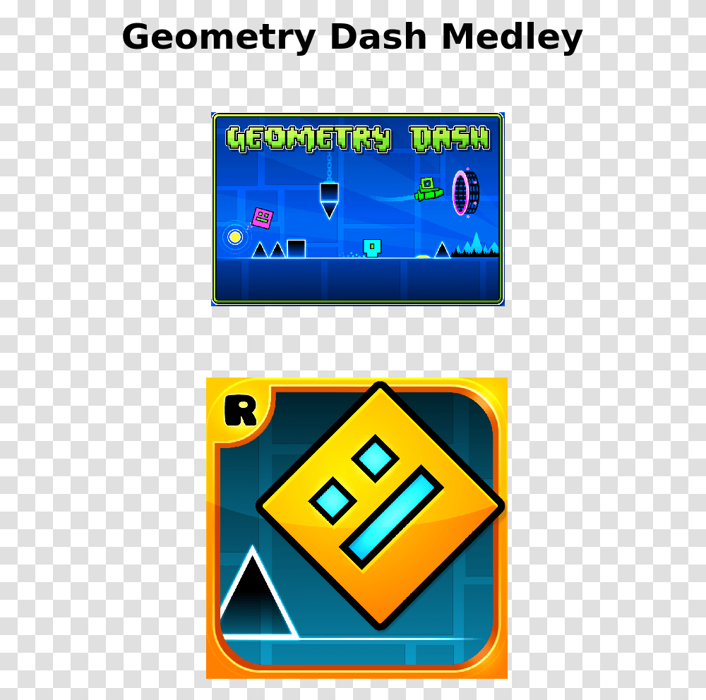 Geometry Dash Medley Update 19 Sheet Music For Piano Geometry Dash, Road Sign, Symbol, Text, Art Transparent Png