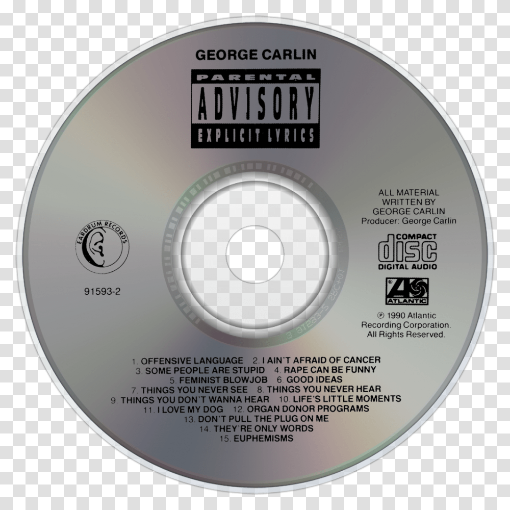George Carlin Parental Advisory Parental Advisory, Disk, Dvd Transparent Png