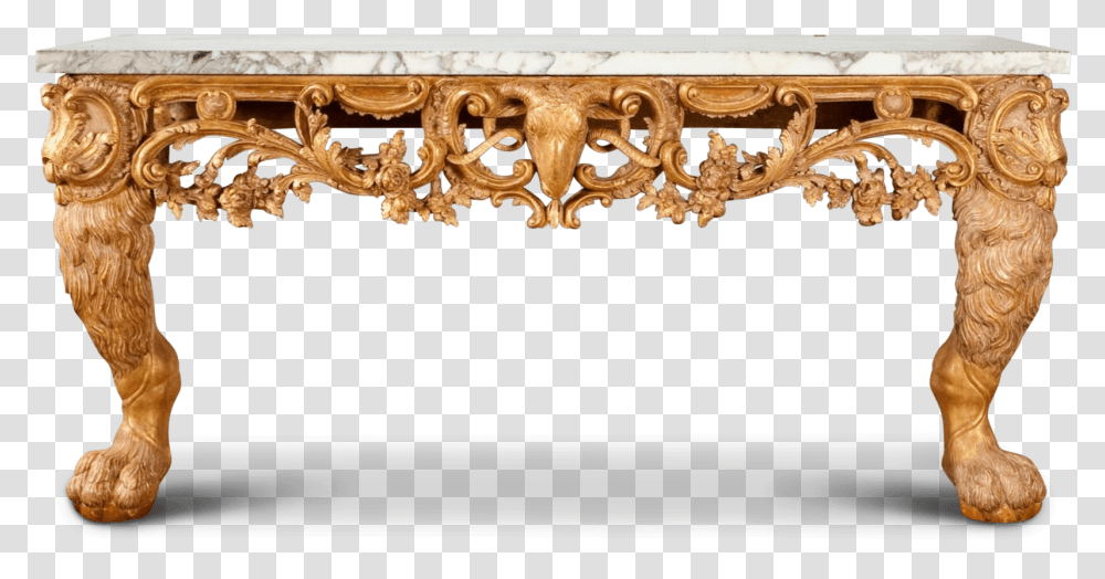 George Ii Giltwood Table With Ramquots Head Mask Circa Coffee Table, Furniture, Tabletop, Lace, Ivory Transparent Png