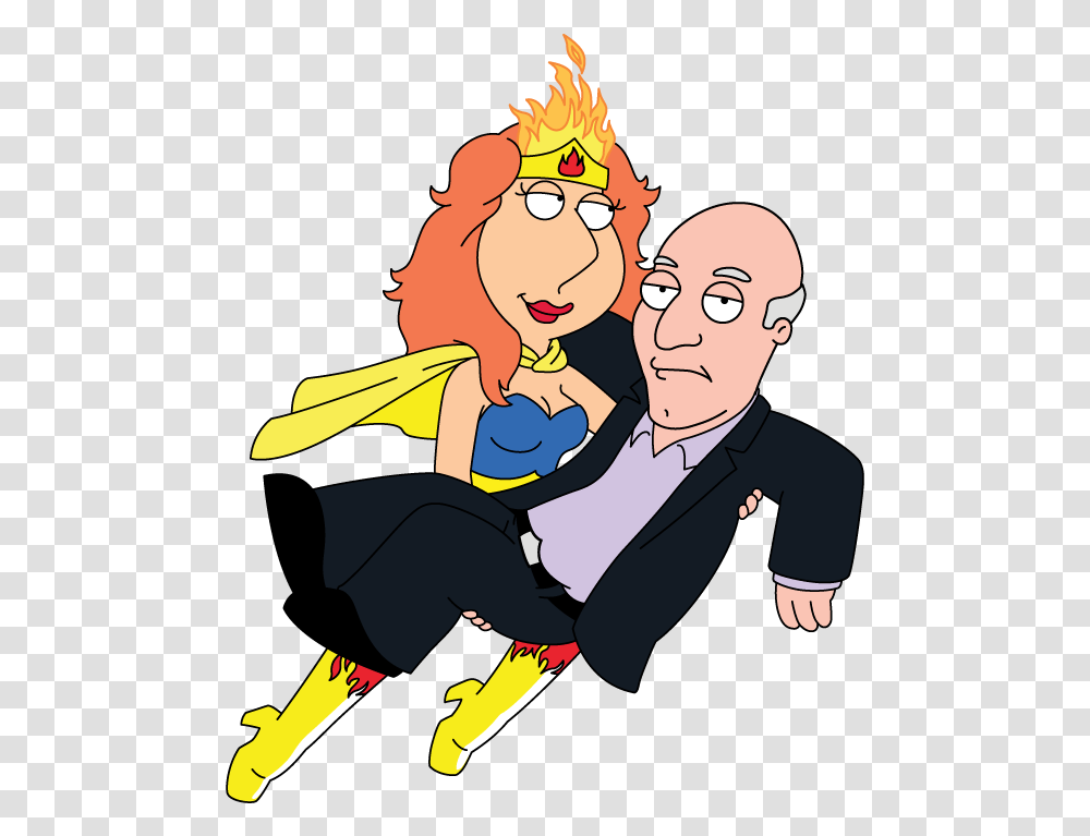 George Takei Lois Griffin And Quagmire, Person, People, Female, Hug Transparent Png