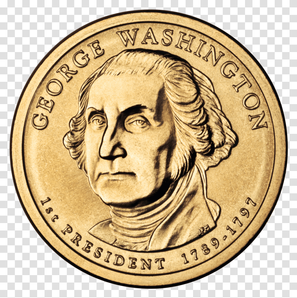 George Washington Dollar Coin, Money, Person, Human, Nickel Transparent Png