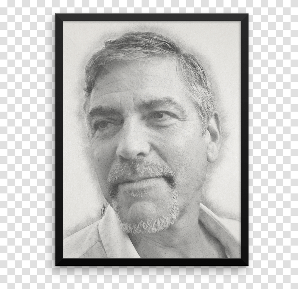 Georgeclooney Mockup Wall Original Picture Frame, Face, Person, Human, Drawing Transparent Png