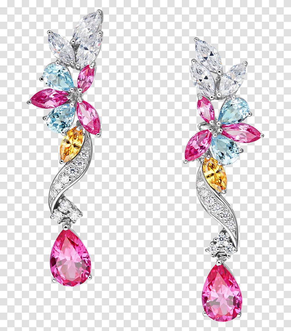 Georgette Floral Drop Pink Earrings Pink Earring, Jewelry, Accessories, Accessory, Gemstone Transparent Png